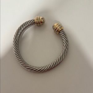 Silver and Gold Twisted Cuff Bracelet
